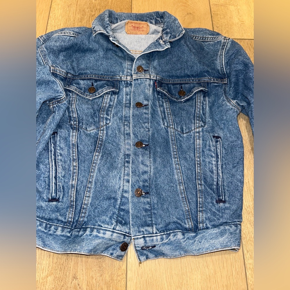 Vintage LEVIS Blue Denim Jean Jacket 57508-0214 MADE IN USA Red Tab Womens Large - Picture 3 of 15